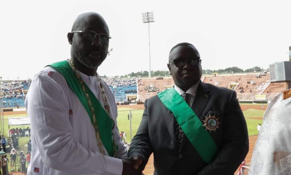 President Weah Honours President Bio With Most Venerable Order of The Knighthood