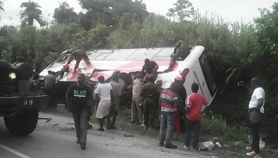 Tragic Accident on Bo Highway as Luxury Bus Somersaults Into The Bush