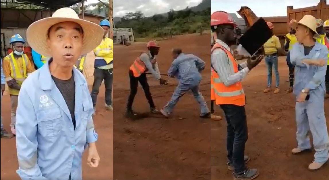 Drama as Chinese Worker Attempts to Stab Sierra Leonean Safety Officer at Tonkolili Mines (Video)