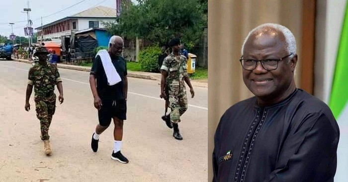 Former President Koroma Spotted Jogging on The Streets of Makeni
