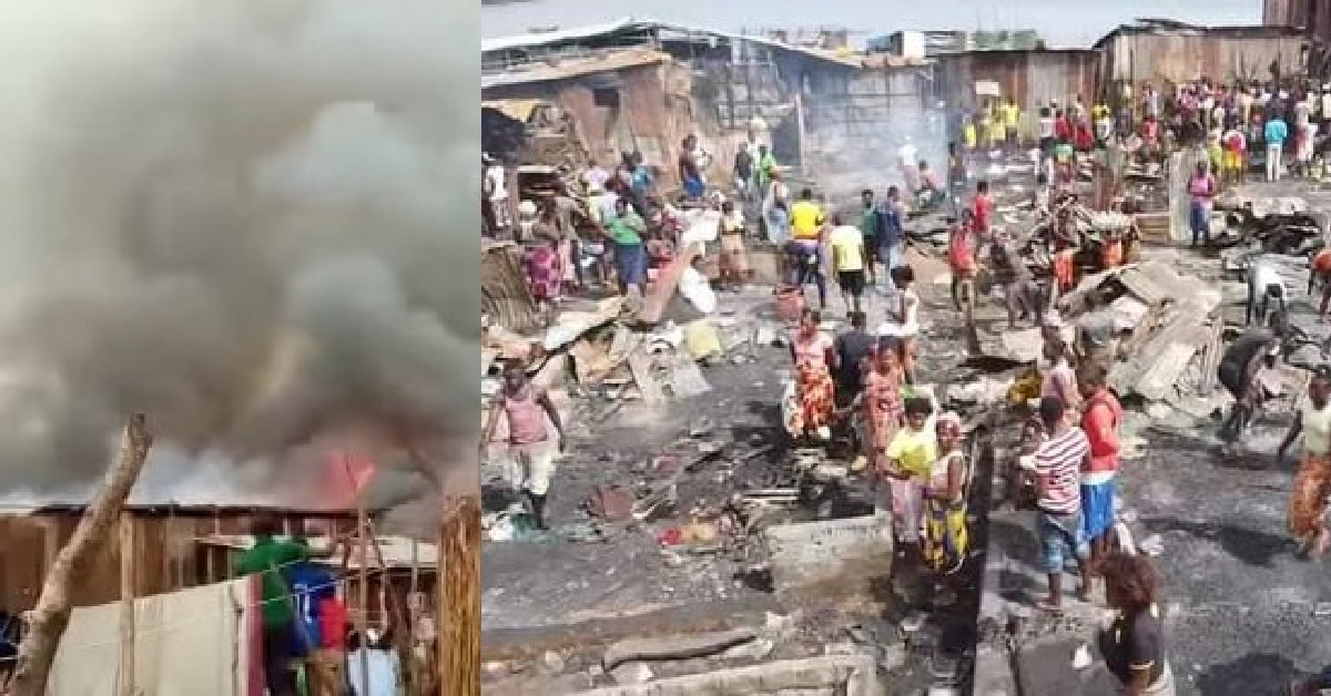 Another Fire Disaster Destroys Houses at Kroo Bay And Left Hundreds of People Homeless