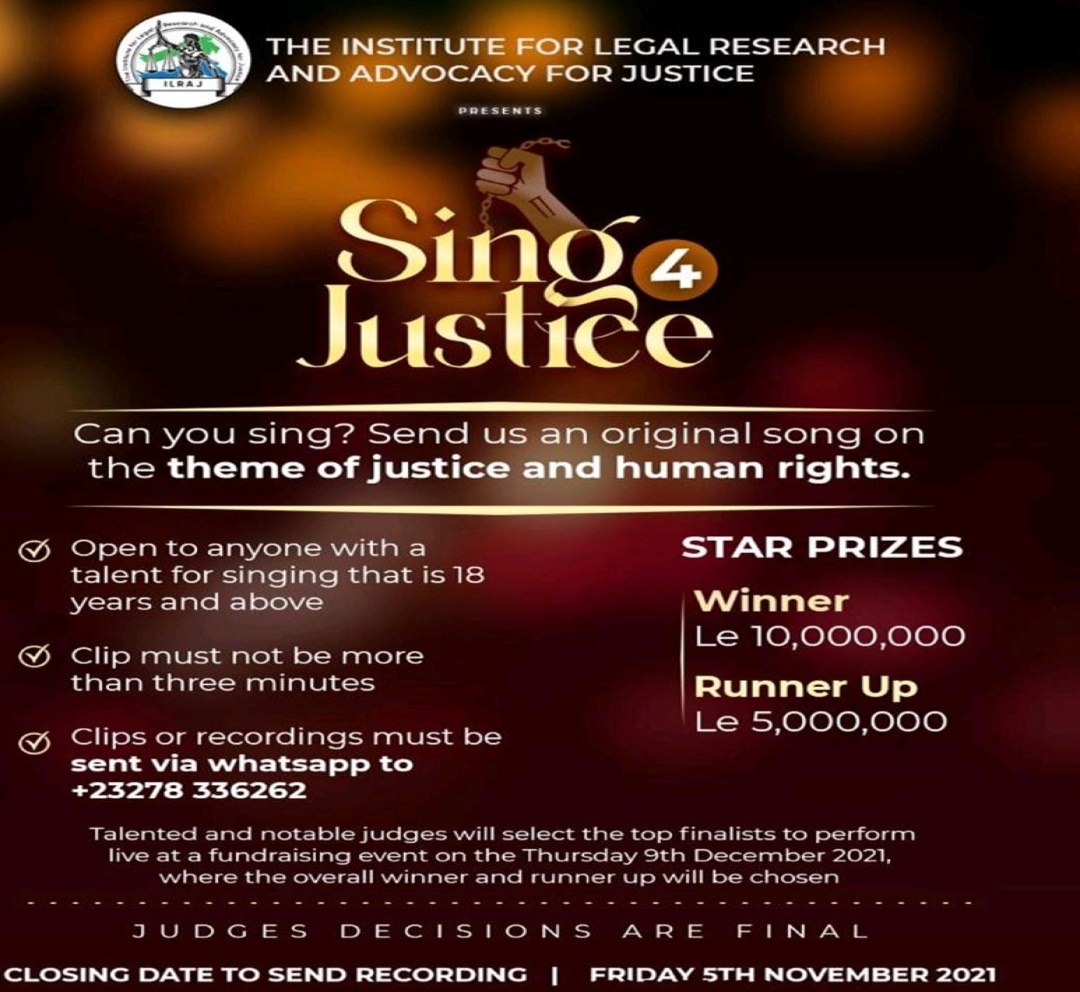 ILRAJ Announces Le10 Million Star Prize in The Sing 4 Justice Competition
