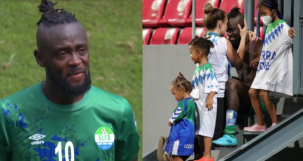 Kei Kamara Gets Consolation From Wife And Kids After Equatorial Guinea Penalty Miss