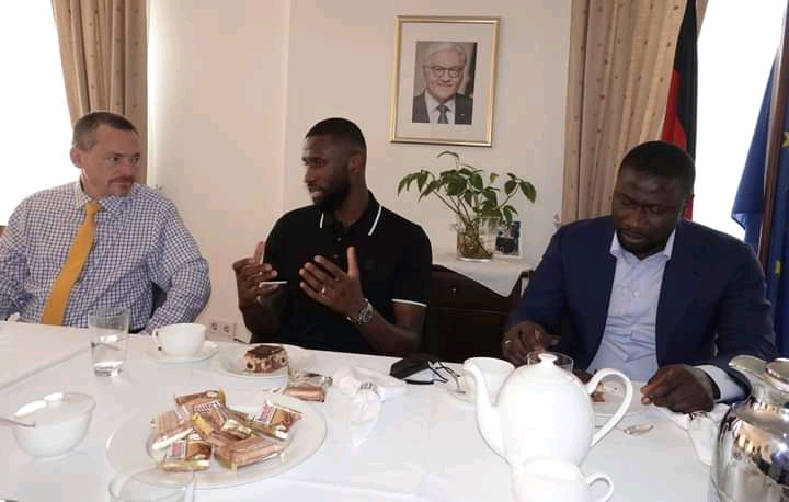 Ahead of Launching His Foundation, Antonio Rudiger Pays Courtesy to European European Ambassador, Manuel Mueller