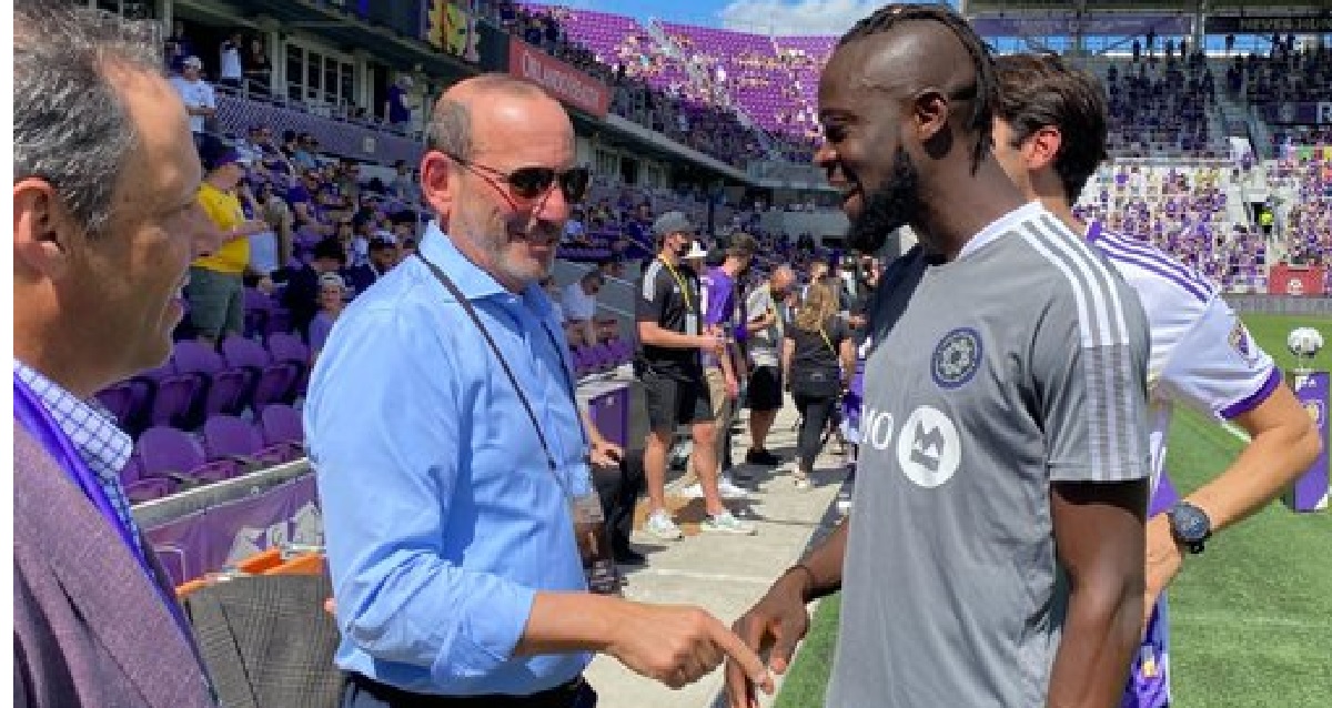 Commissioner of Major League Soccer, Don Garber Congratulates Kei Kamara as he Bags 300MLS Start