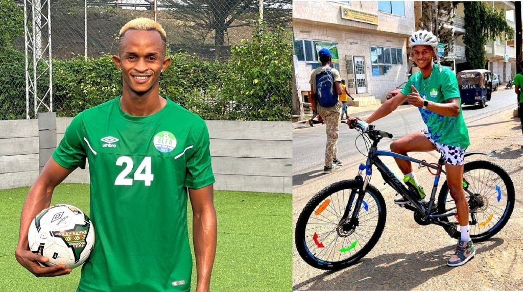 Sensational Leone Stars Winger, Prince Barrie Flaunts His New Bicycle in Freetown