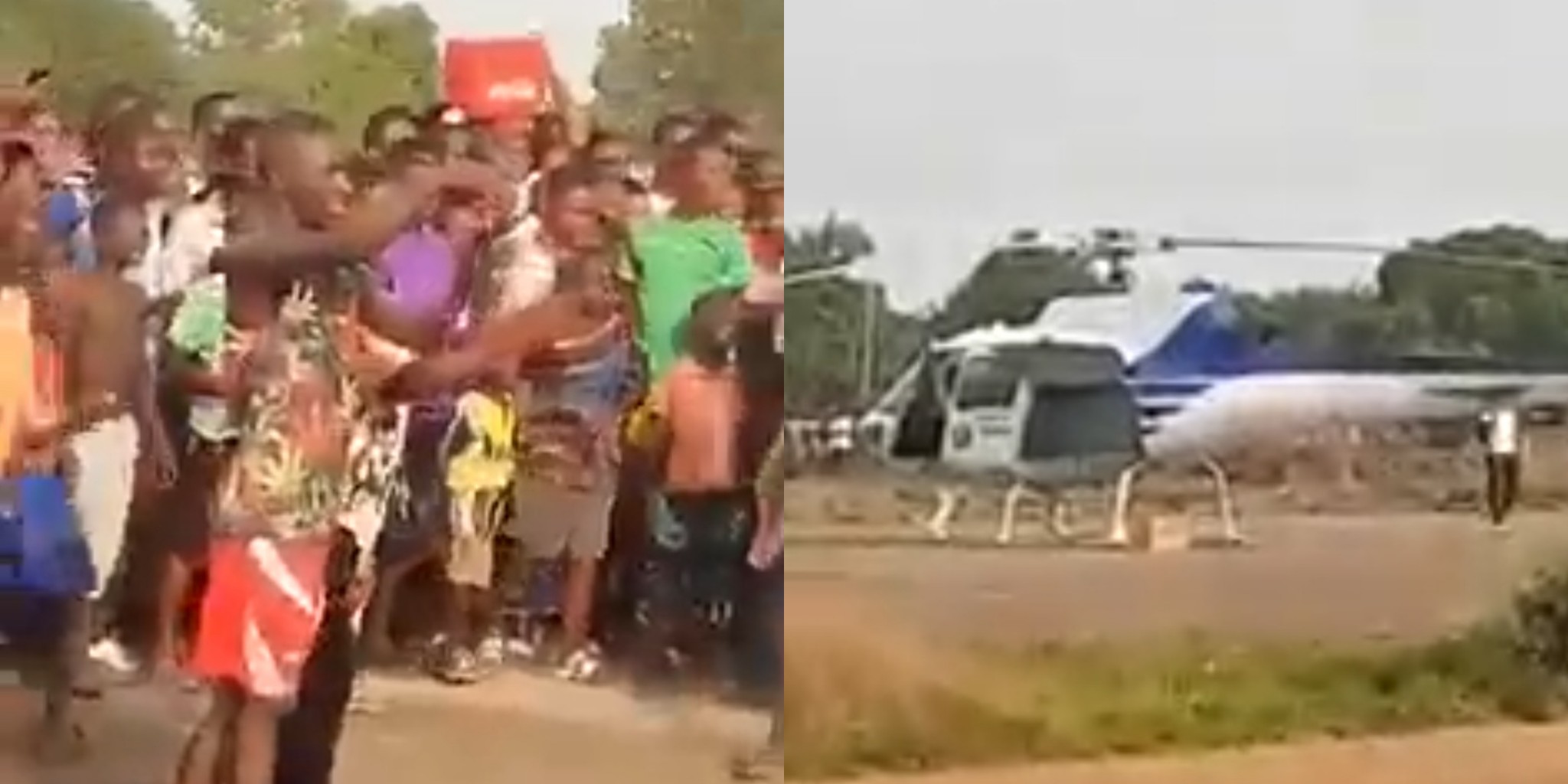 Kenema People Astound to Seeing an Helicopter