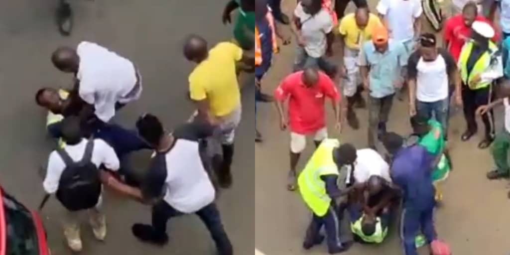 Civilian Caught on Camera Thrashing Sierra Leone Police Officer in Freetown