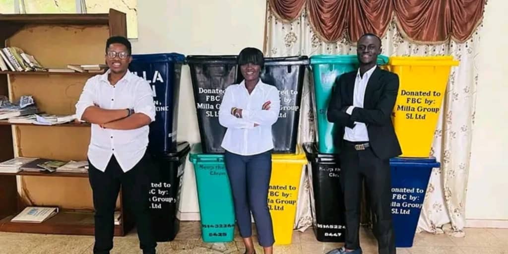 Milla Tank Boost Fourah Bay College Students With Dustbin Donations