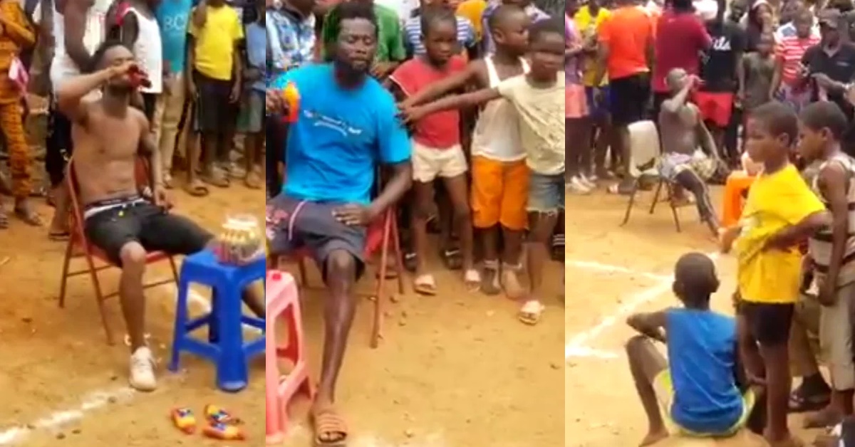 Three Sierra Leonean Men Spotted on Video Competing in Hard Alcohol Drinking Competition