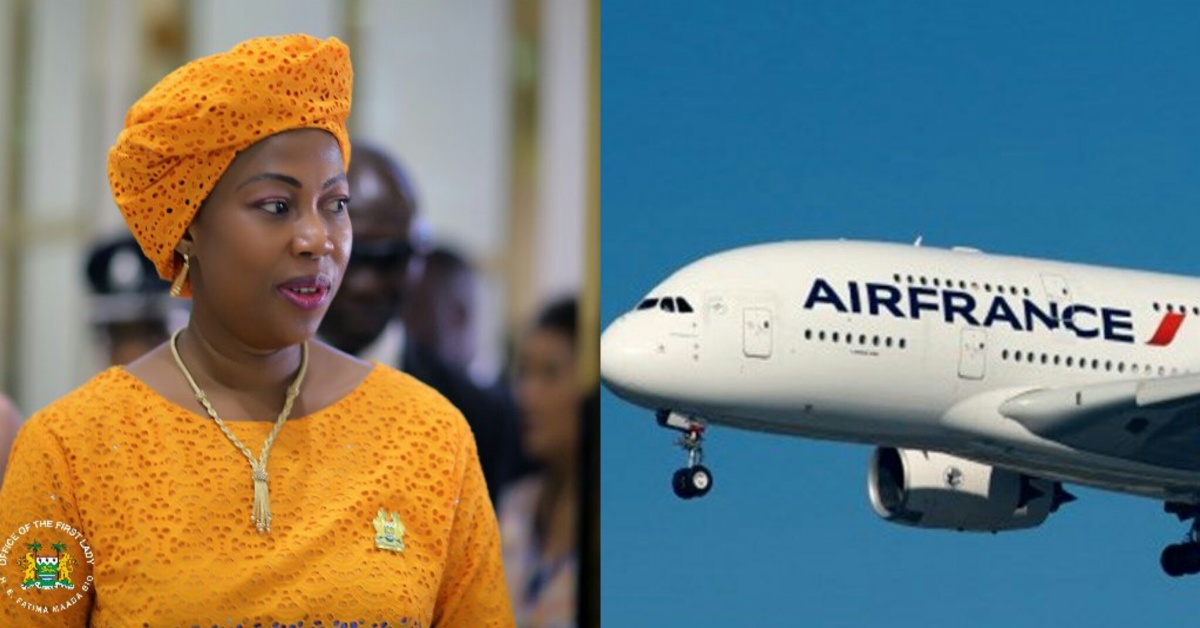 First Lady Fatima Maada Bio Blast Air France Over bad treatment towards Africans