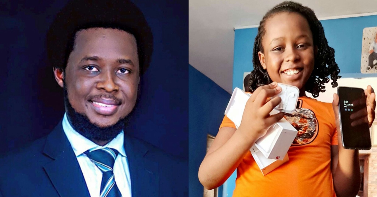 Francis Ben Kaifala Presents Daughter With New Phone After NPSE Success