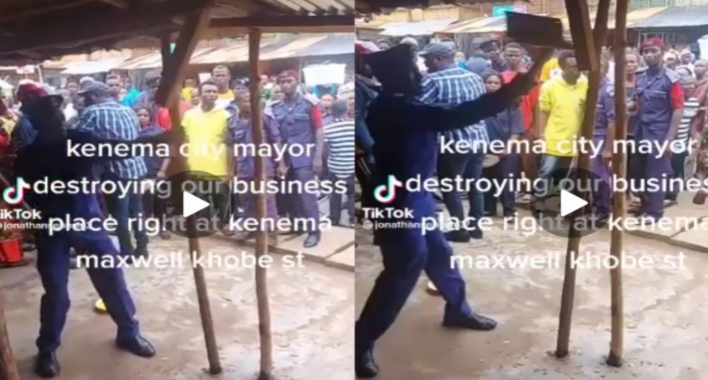 Sierra Leone Police Officers Breaks Business Places in Kenema For Refusing to Sell During Yesterday’s Strike (Video)