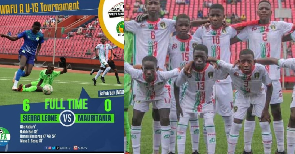 Mauretania U-15 Team Withdraws From WAFU Tournament After 6-0 Defeat to S/Leone