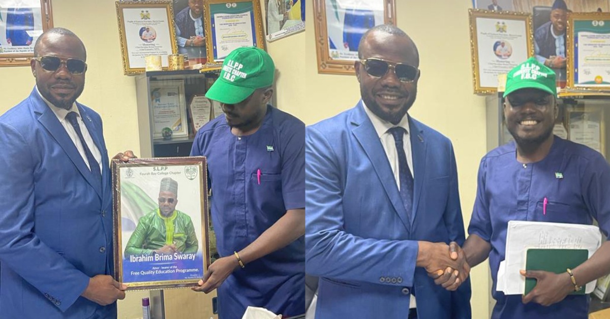 SLPP Fourah Bay College Chapter Present Certificate of Appreciation to NPPA Boss