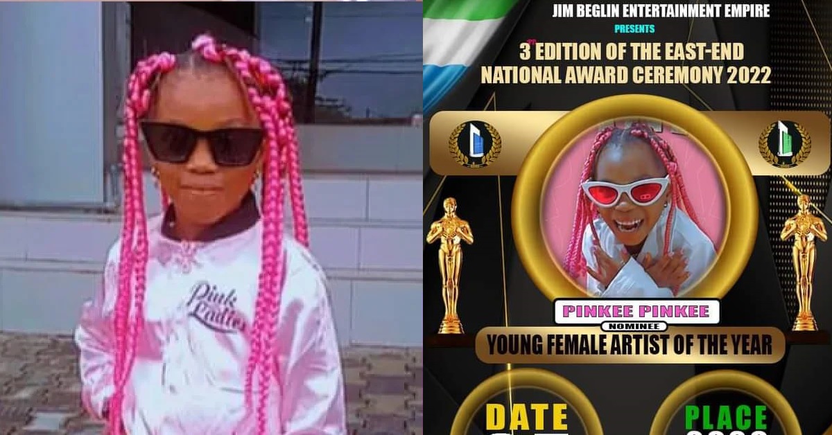 Sierra Leone Youngest Female Rapper, Pinkee Pinkee Nominated in The East-End National Award Ceremony 2022