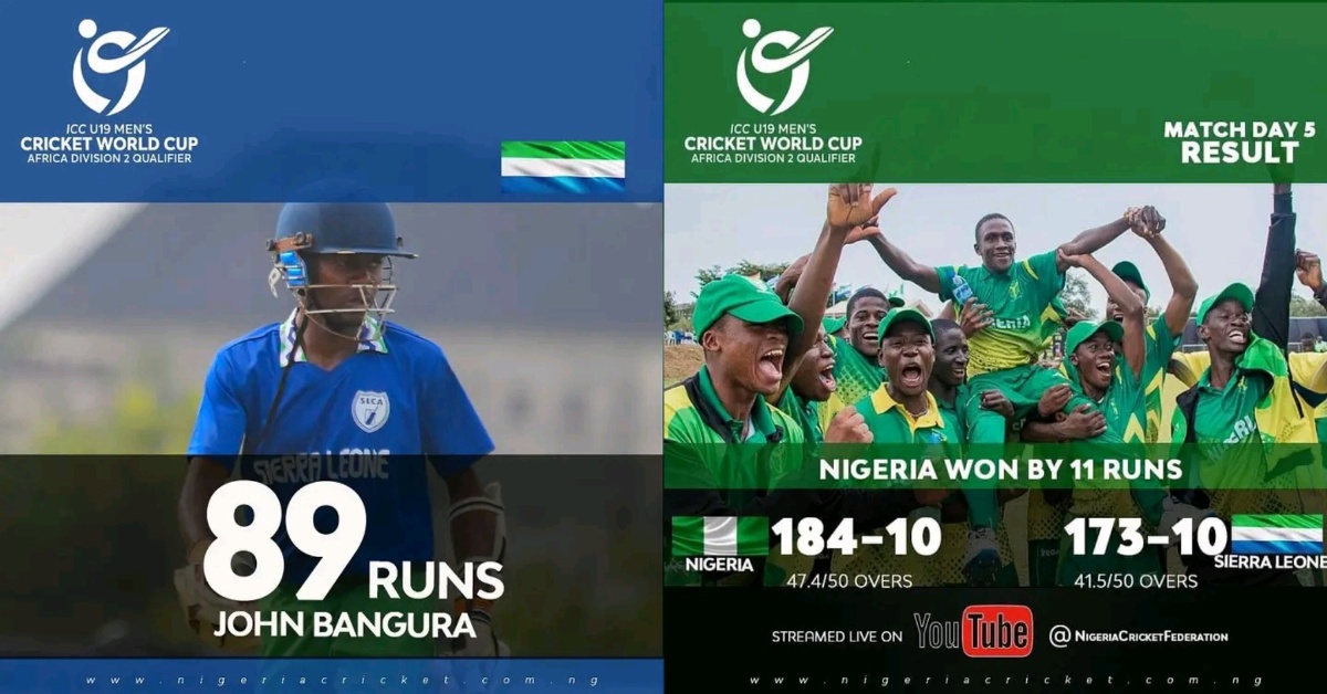 ICC U-19 Men’s Cricket World Cup Qualifier: Sierra Leone Secures Semifinal Spot Despite Nigeria’s Defeat