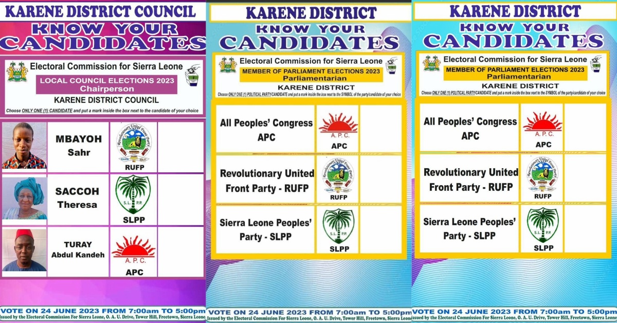 2023 Elections: List of Candidates in Karene District