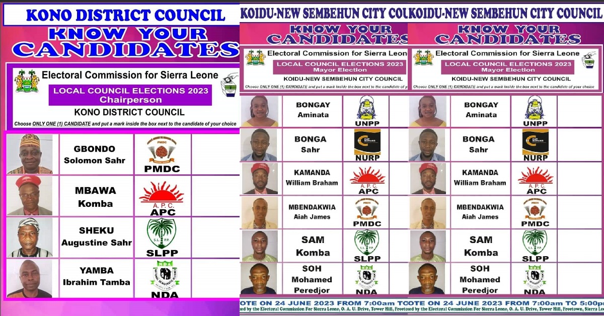 2023 Elections: List of Political Candidates For Kono District