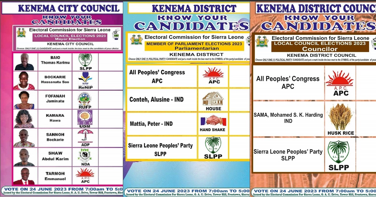 2023 Elections: List of Political Candidates For Kenema District