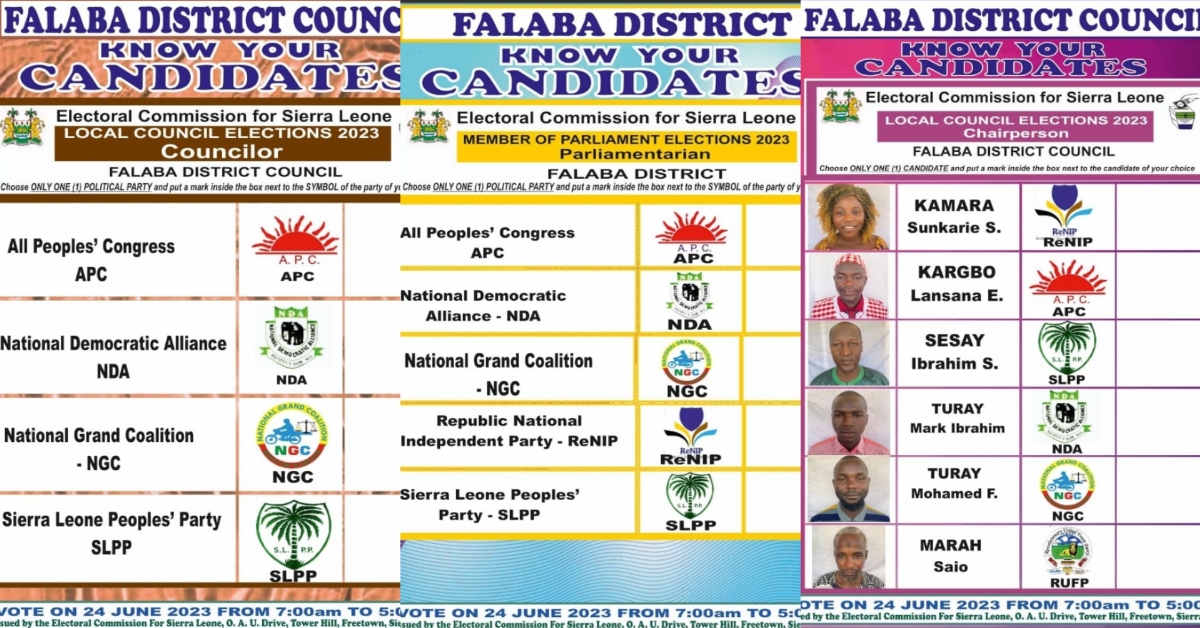 2023 Elections: List of Political Candidates in Falaba District