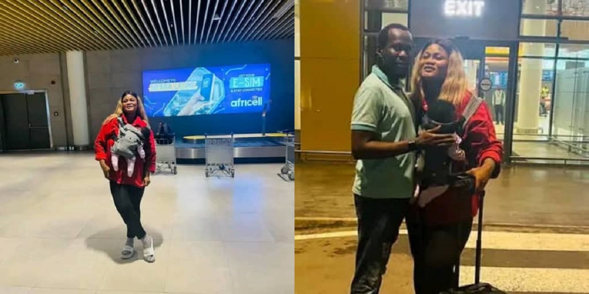 Popular Female Blogger Hawanatu  Konneh Jets in Freetown After Successful Child Birth in London
