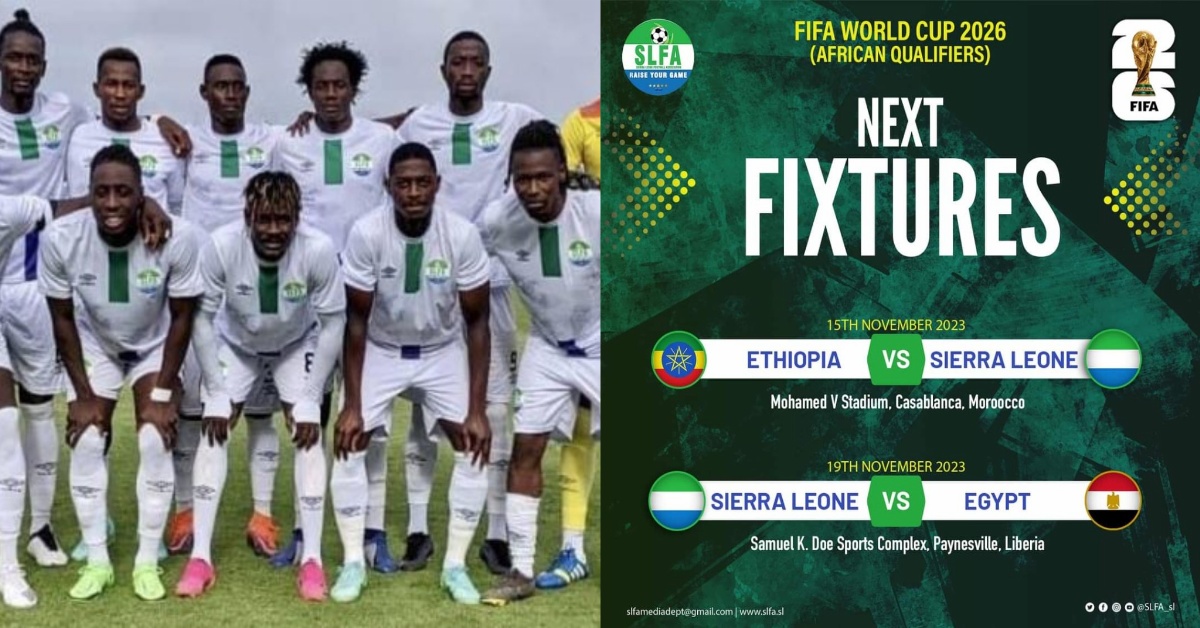 Sierra Leone to Face Ethiopia And Egypt in FIFA World Cup 2026 African Qualifiers