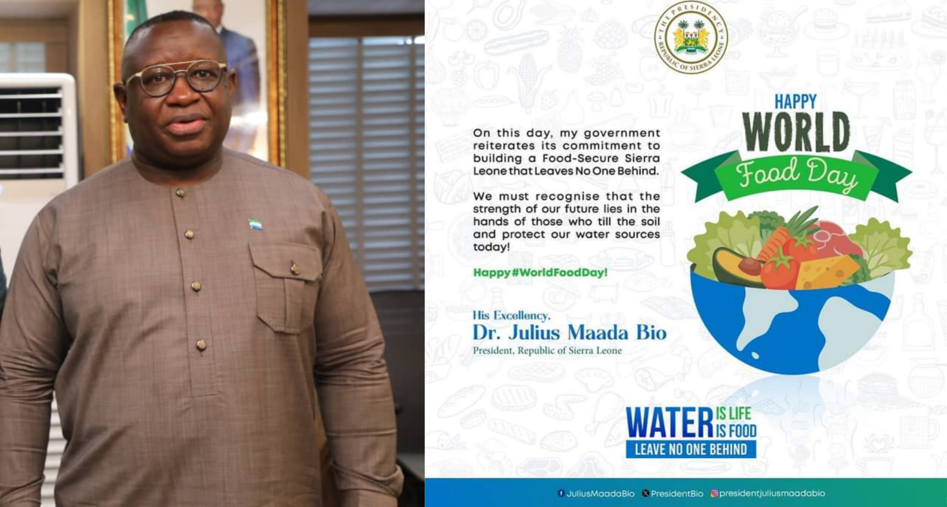 President Bio Joins Global World Food Day Commemoration