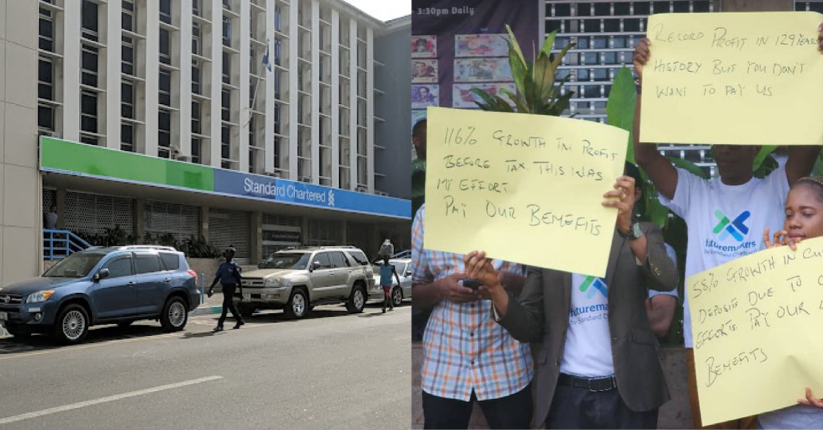 Standard Chartered Bank Employees Protest in Freetown