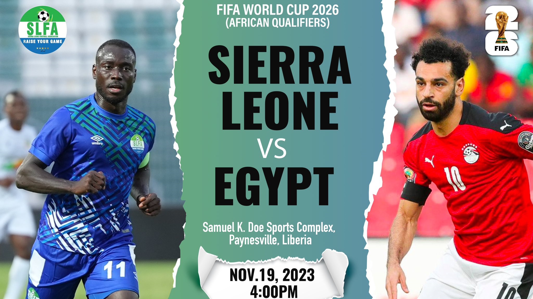 Leone Stars to Clash With Egypt Today