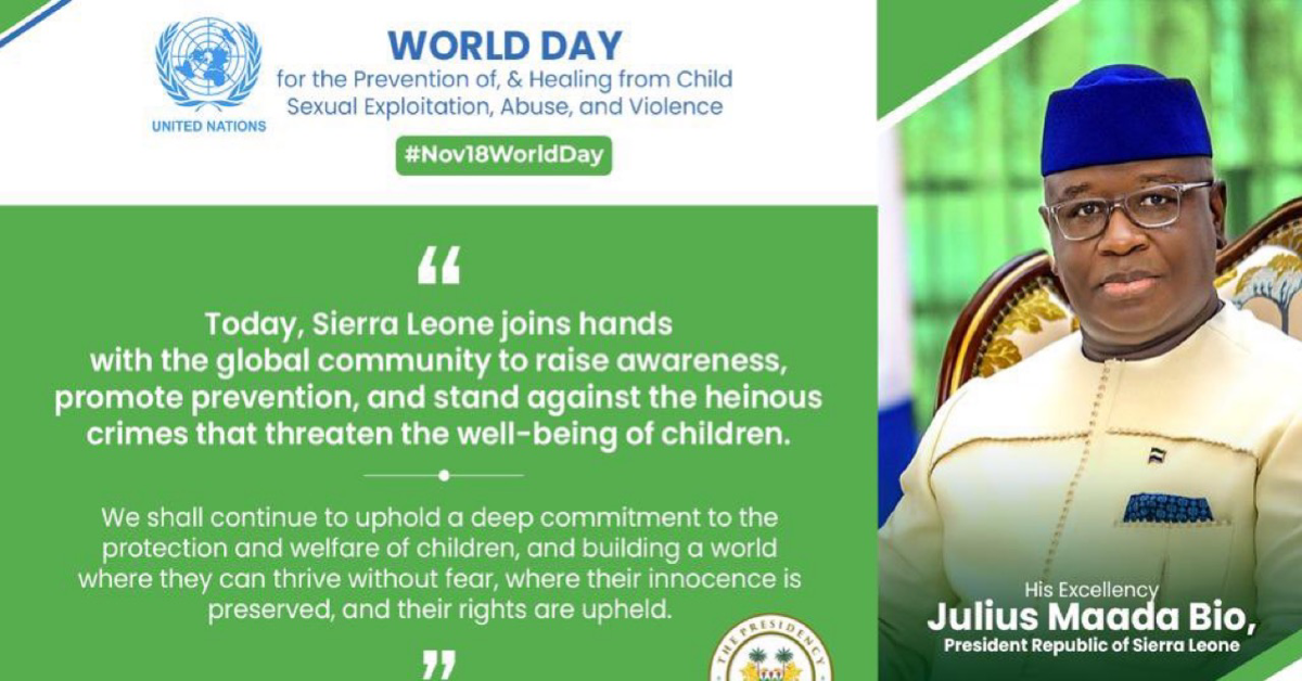 President Bio Takes Stand Against Child Sexual Exploitation on UN World Day
