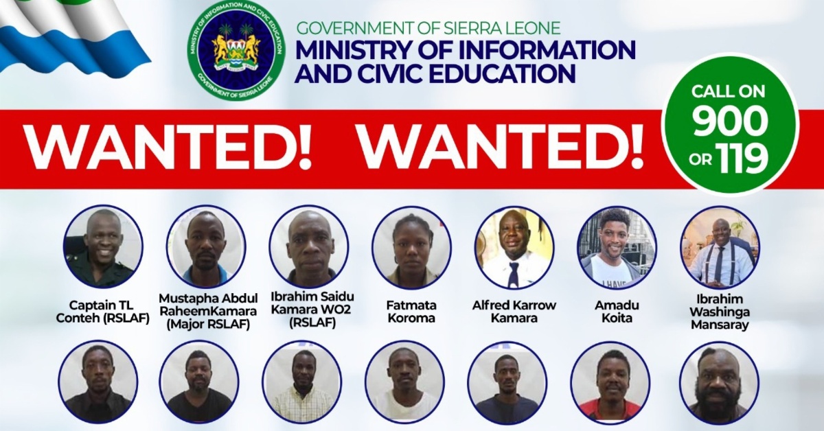 Attempted Coup: Government of Sierra Leone Releases Verified List of Wanted Persons