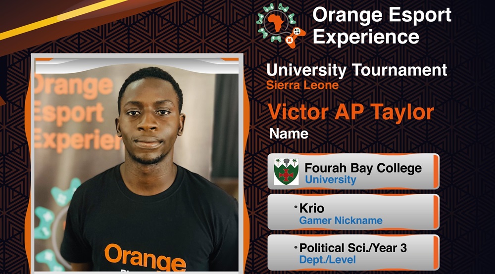 Victor AP Taylor Claims Victory at Fourah Bay College’s Orange Esport Experience Intra-University Tournament