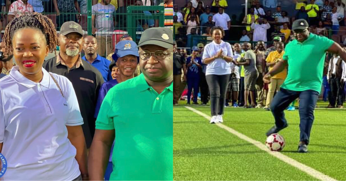 President Bio and First Lady Fatima Bio Participate in Friendly Football Match in Bo City