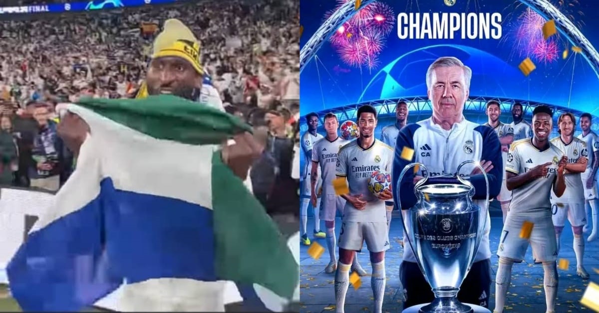Antonio Rudiger Celebrates With Sierra Leone Flag After Real Madrid Champions League Win