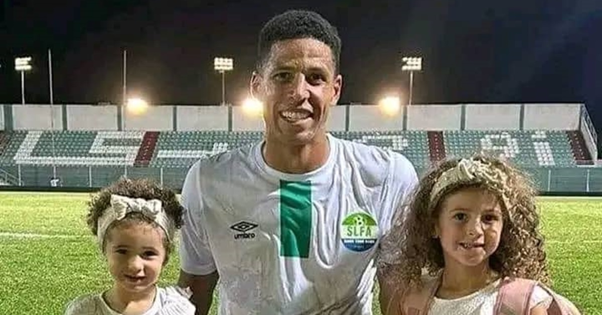 Leone Stars Defender Curtis Davies Celebrates With Two Daughters After Goal Against Djibouti