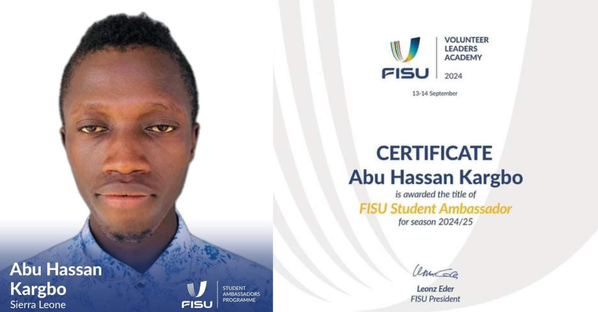 FISU Names Sierra Leonean Journalist as Student Ambassador for 2024/2025