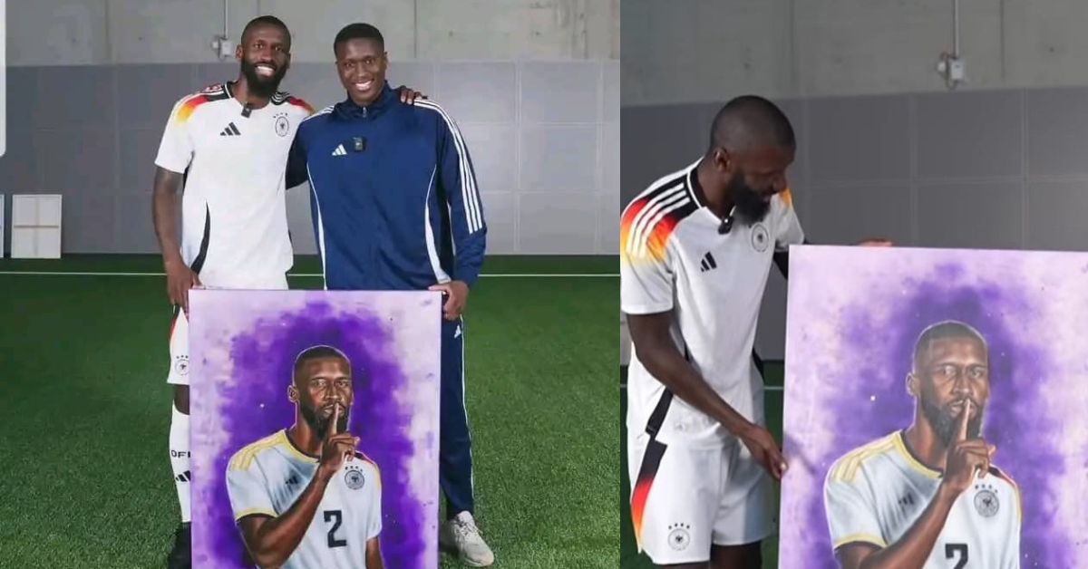 Sierra Leonean Painter Alieu Sawaneh Gifts Antonio Rudiger Portrait