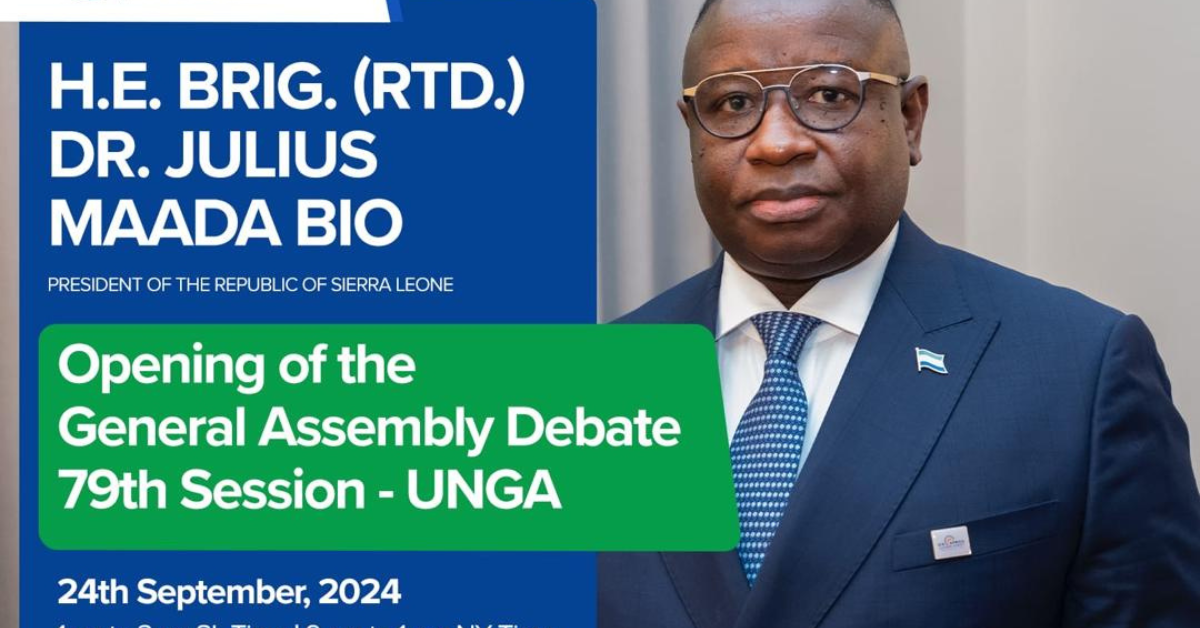 President Julius Maada Bio to Speak at 79th UN General Assembly Debate Today