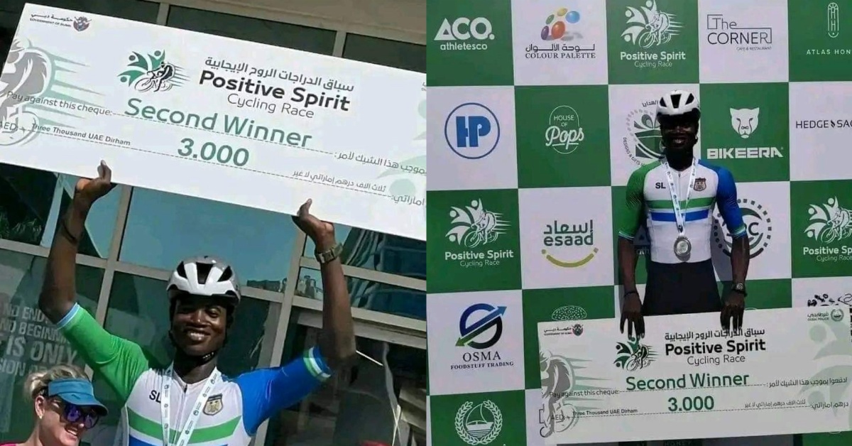 Sierra Leonean Cyclist Claims Second Place in UAE Competition, Wins 3,000 Dirhams