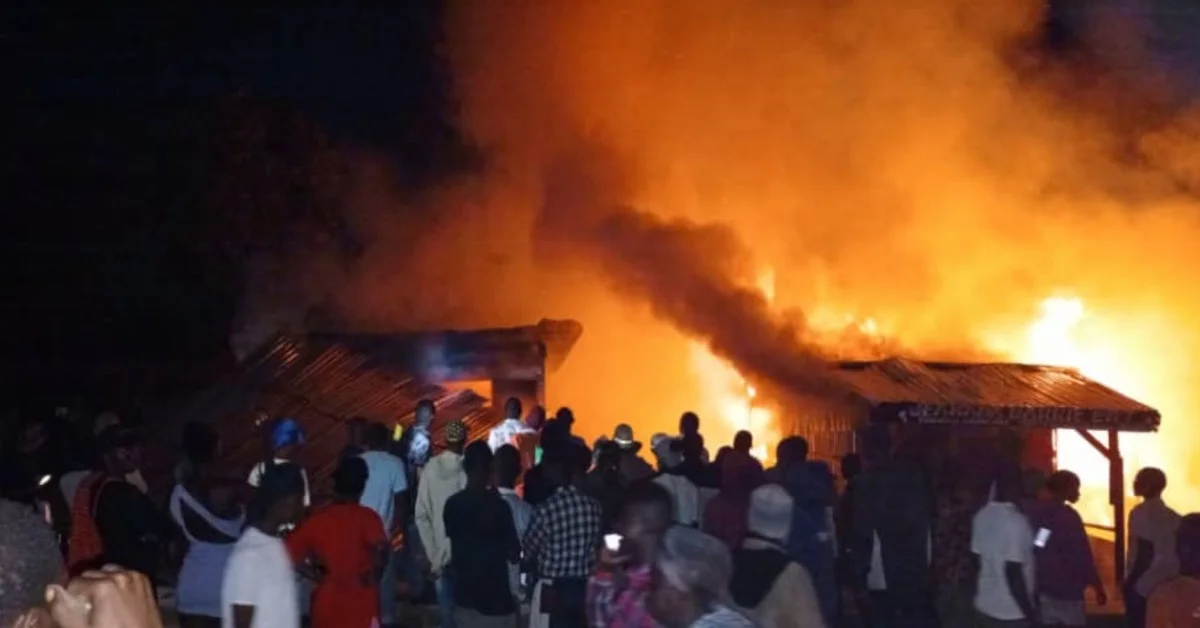 Fire Ravages Business Shops in Koidu City Center