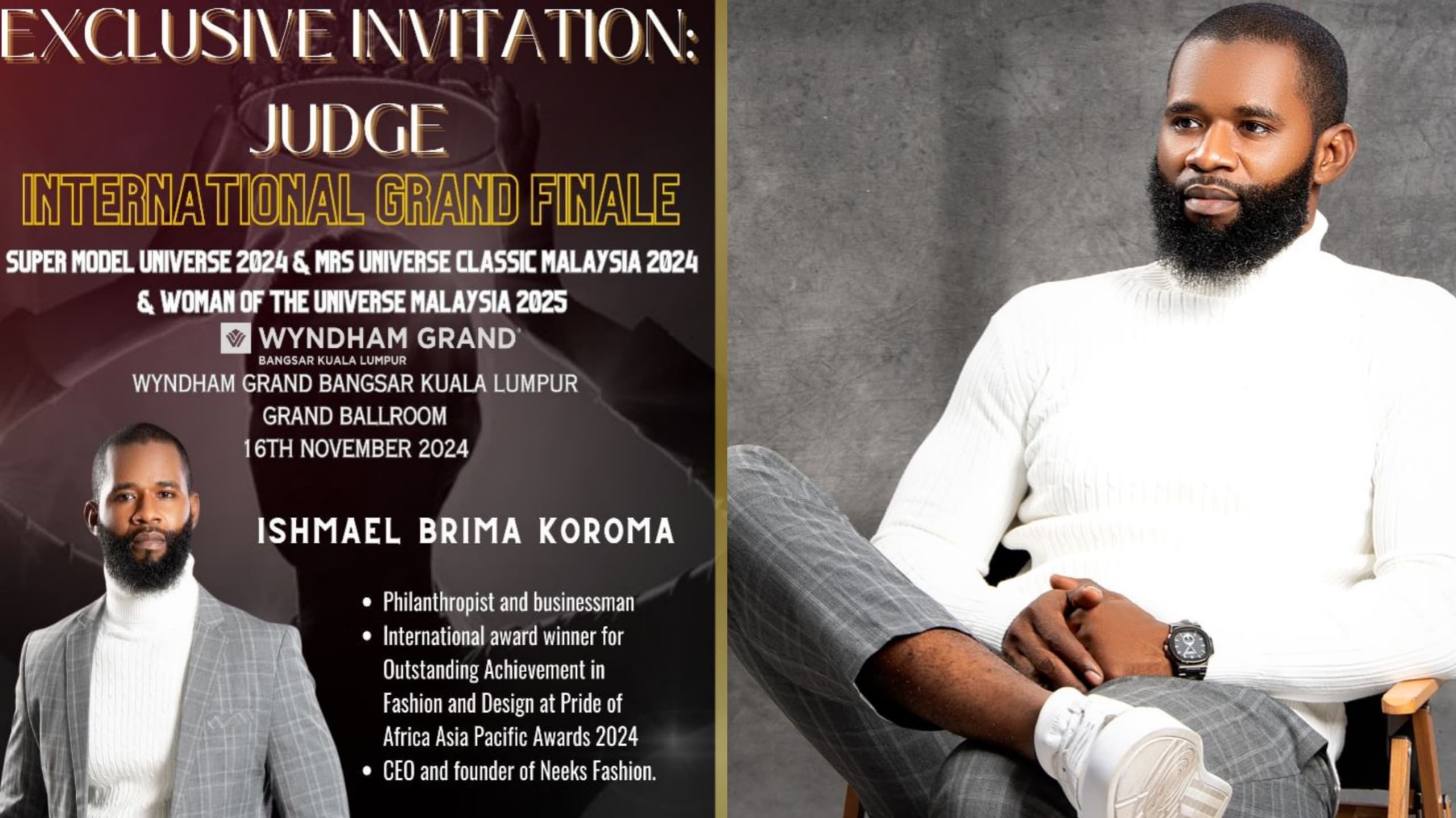 Ishmael Brima Koroma Becomes First Sierra Leonean Judge at Super Model Universe Malaysia 2024