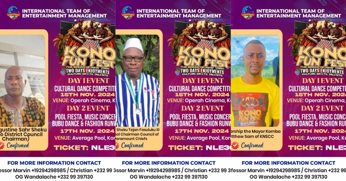 Kono Fun Fest Gains Official Backing from Mayor, District Council, and Paramount Chiefs