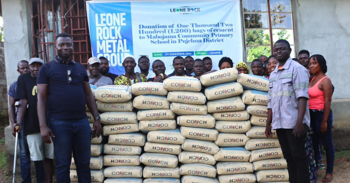 Leone Rock Metal Group Donates Over 1,000 Bags of Cement to Support School Construction in Pujehun District