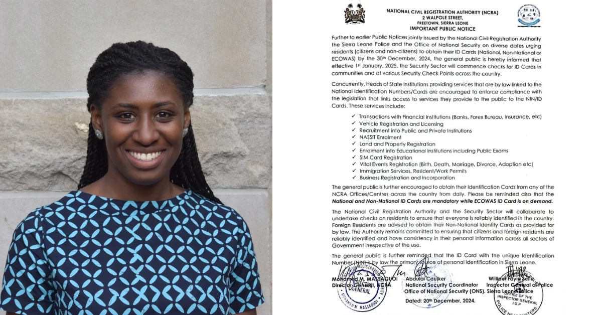 US-Sierra Leonean Lawyer Challenges NCRA’s Mandatory ID Card Notice