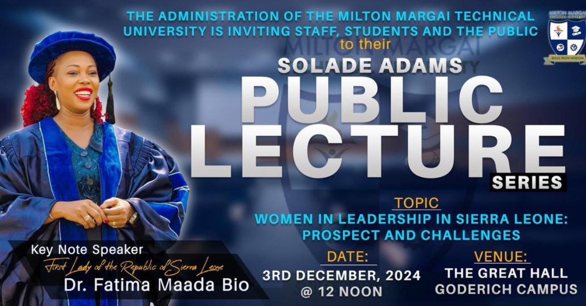 First Lady Fatima Bio to Deliver Lecture at Milton Margai Technical University