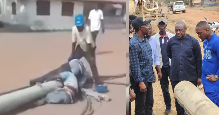 Kandeh Yumkella Visits Scene Where Electrician Died After Falling From Pole